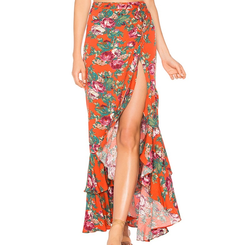 AGUSTE Stevie Frill Wrap Maxi Skirt
